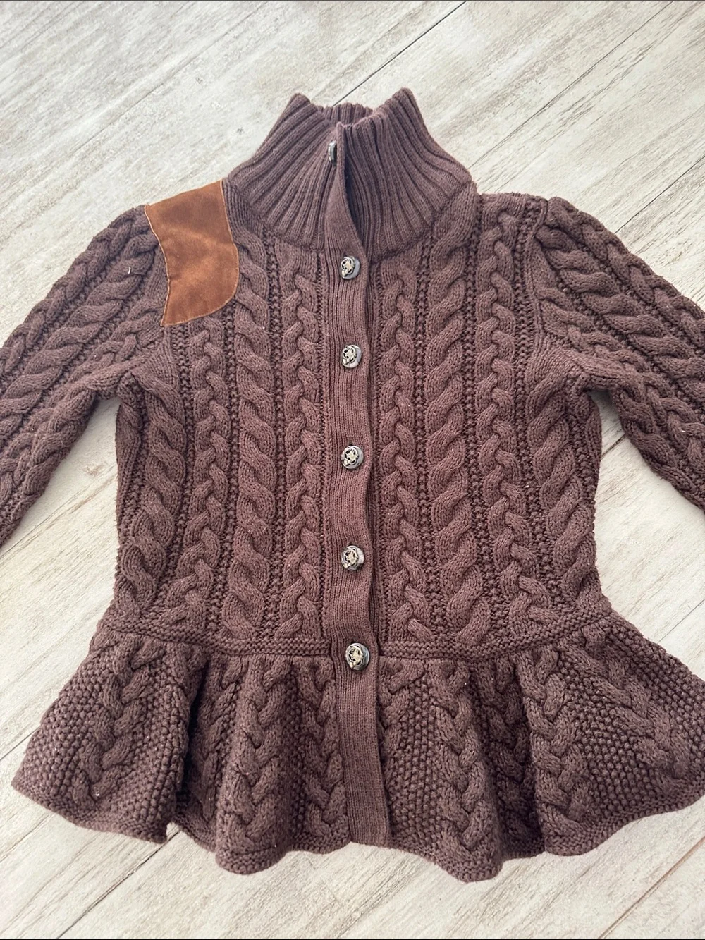 Ralph lauren girl cable knit sweater Cardigan Cotton Wool Equestrian size 5